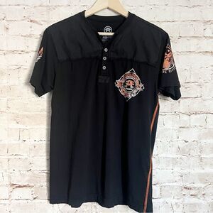 American Fighter graphic t shirt 1/4 button